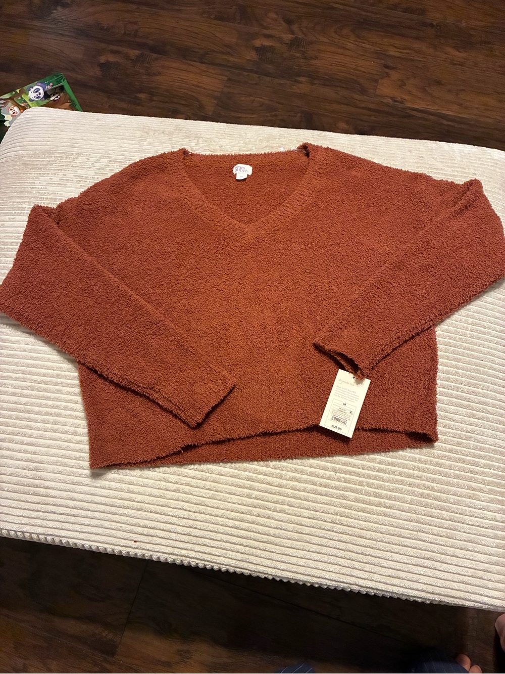 Stars Above Cozy V-Neck Women's Sweater in Rust